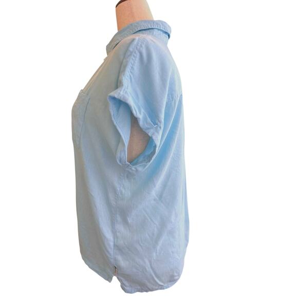 Orvis Women's Light Blue Linen Blend Button Up Short Sleeve Shirt Size XL - Picture 4 of 8